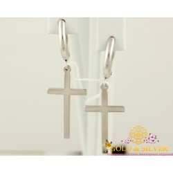 Серебряные серьги Крестики 470057с